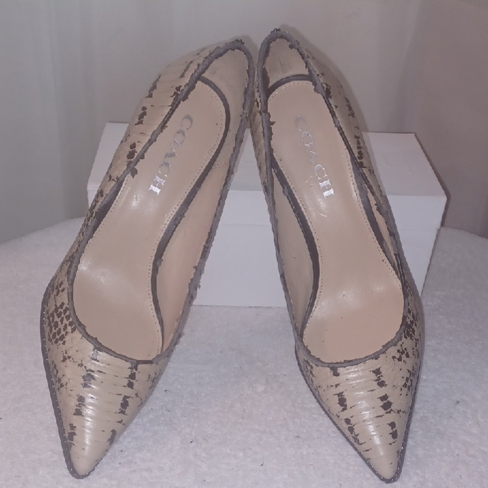 Coach Tan And Brown Snakeskin Women's Stilettos. Size 8.5